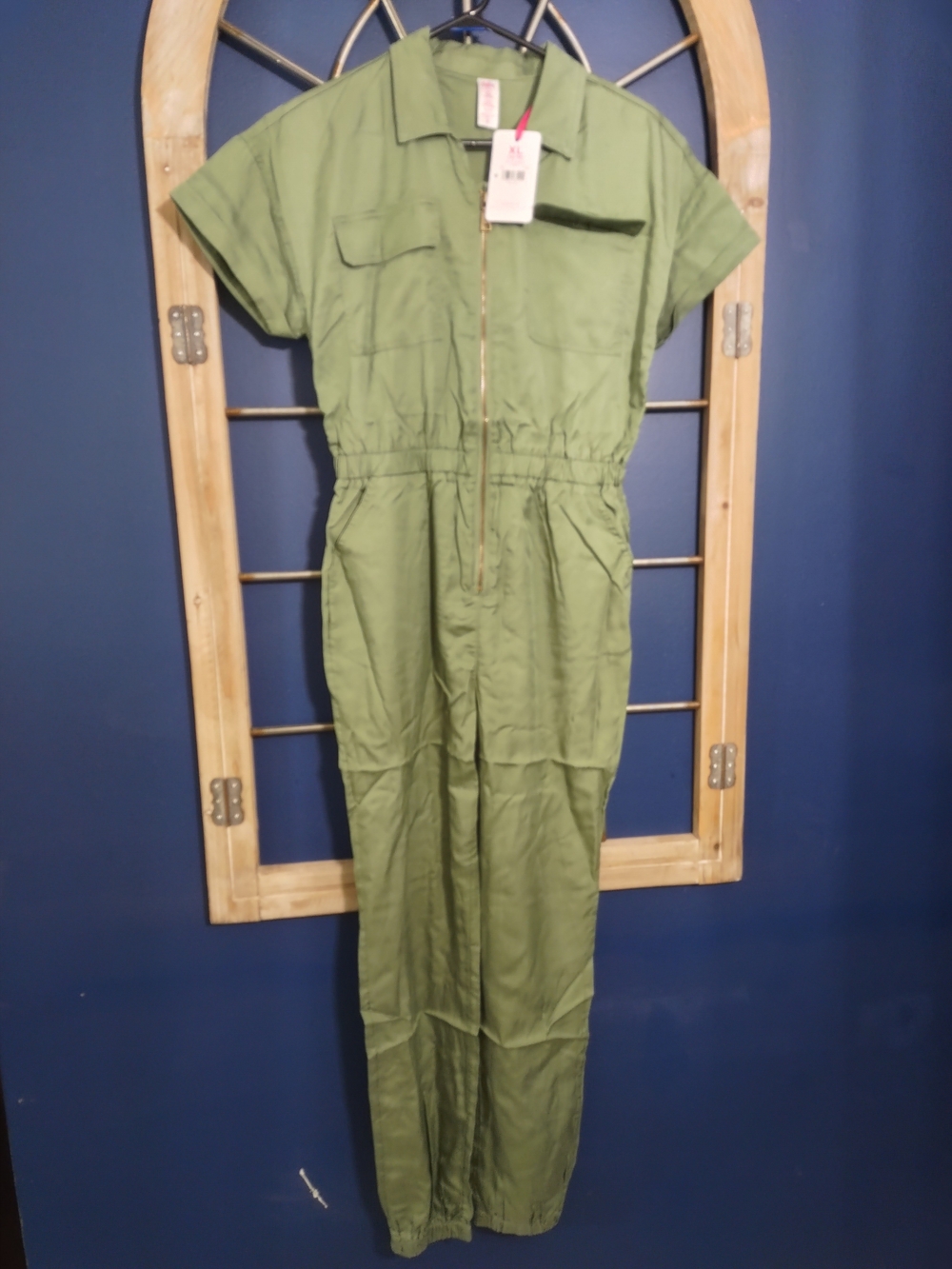 Justice Olive Green Utility Zip-Front Jumpsuit